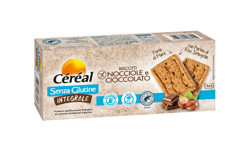 Biscotti nocciole e cioccolato integrale Céréal senza glutine e lattosio