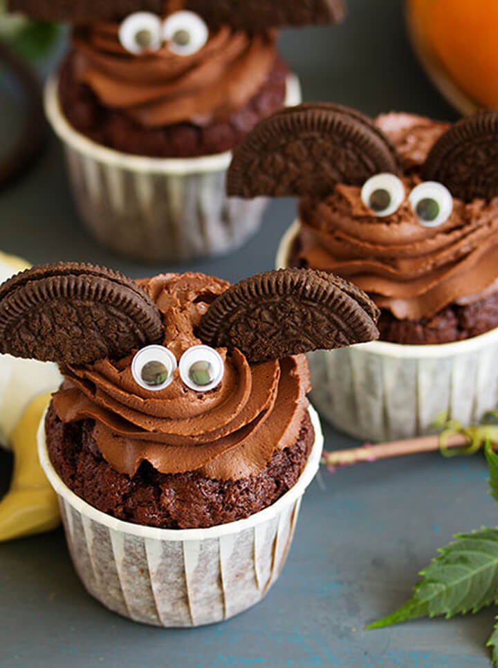 Cupcake a forma di pipistrello