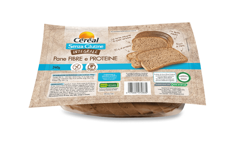 Pane integrale fibre e proteine Céréal senza glutine e lattosio
